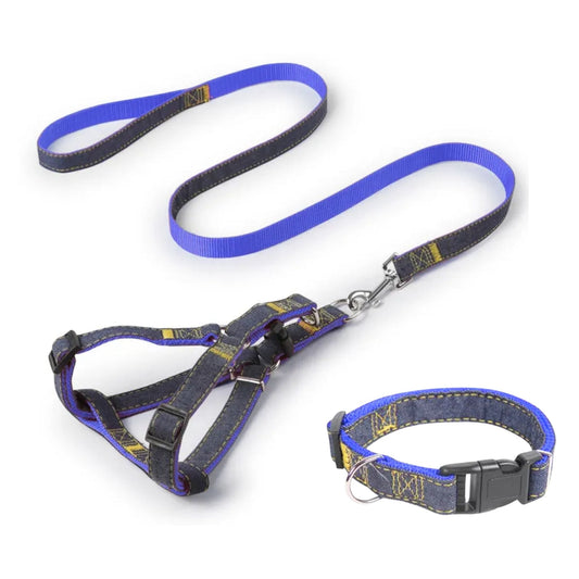 Denim Collar lead and Harness set - Dogs Purpose