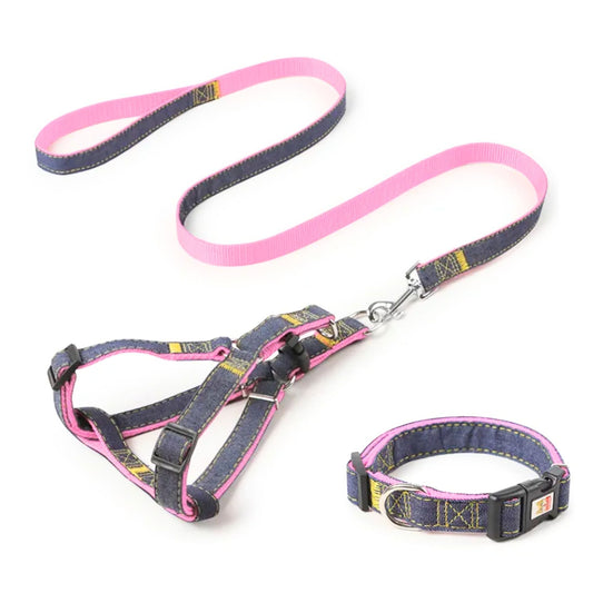 Denim Collar lead and Harness set - Dogs Purpose